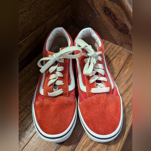 VANS Old Skool suede red & White youth sneakers kids size 2.5 - Picture 9 of 12